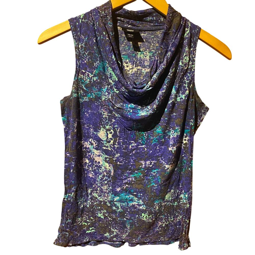 Mossimo XS Draped neckline Sleeveless print blouse Office Layering Coastal